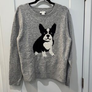 cupcakes & cashmere Gray Sweater with Dog Design